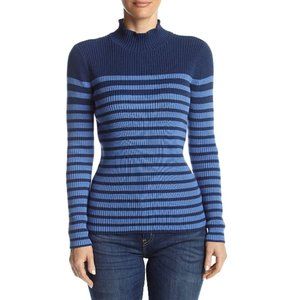 Womens Studio Works Striped Ribbed Cotton Sweater Mock Turtleneck Size XL  NWT